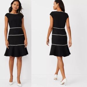 Ann Taylor Gray Tweed Fit & Flare Dress Women 2P Petite Work